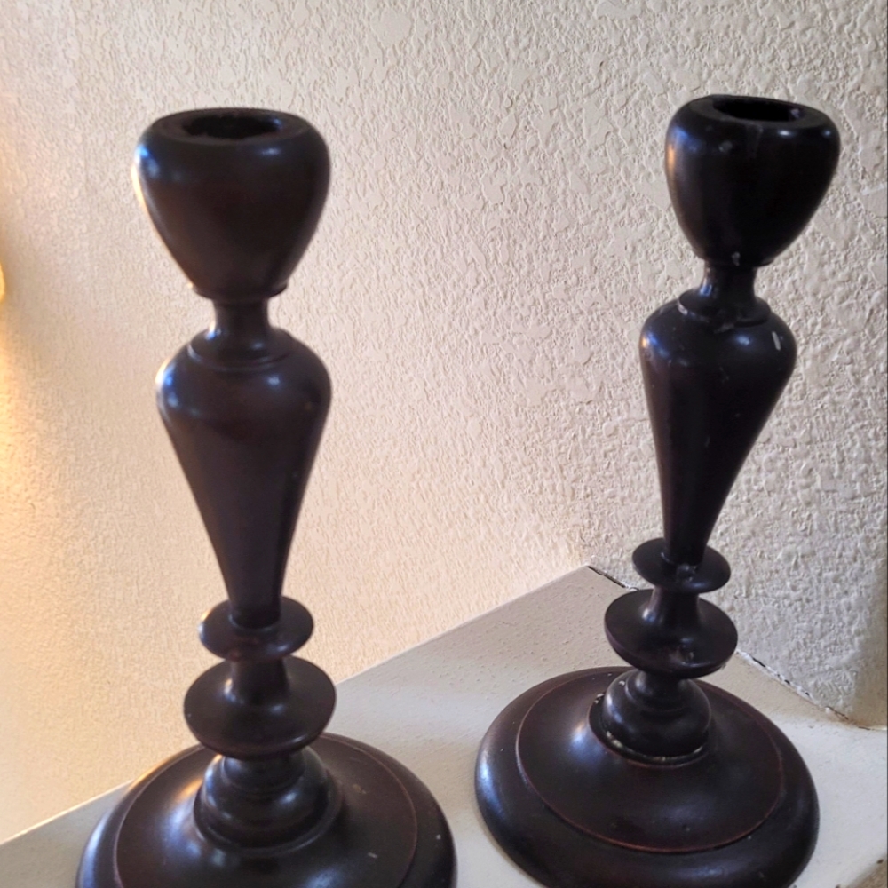 One pair of antique parsons candlestick holders